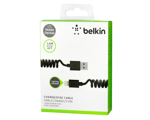Кабель USB Belkin Apple Lightning 1,8м витой черн. (скидка 80 процентов)