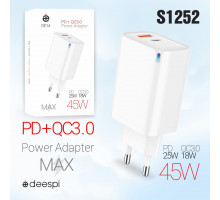 Сетевое зарядное устройство deespi DE14 25W QC3.0+PD25W White