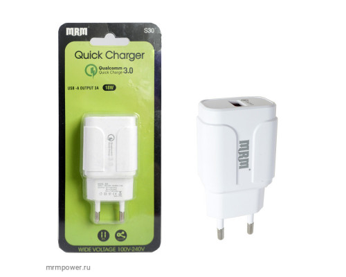 СЗУ 5V/3,1A MRM S30 1USB 18W White Fast charging (B3408)