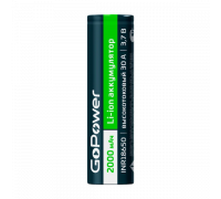 Аккумулятор Li-ion GoPower INR18650 PC1 30A 3.7V 2000mAh б/з высокоток. плос.конт. (1/100/400)