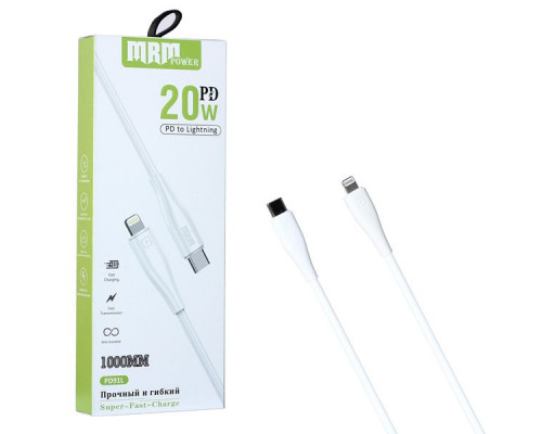 Кабель USB MRM PD91L Type-C-L 3.1A 20W 1000mm (White)