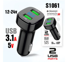 Автомобильное зарядное устройство deespi DE30 2USB 5V/3.1A с инд. вольтметра (black)